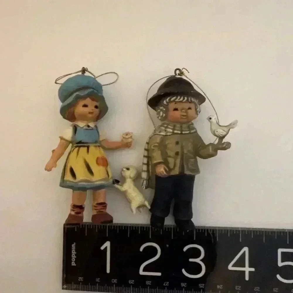 Vintage Bradford Novelty Co‎ Old World Children 2 Figures Girl & Boy Ornaments